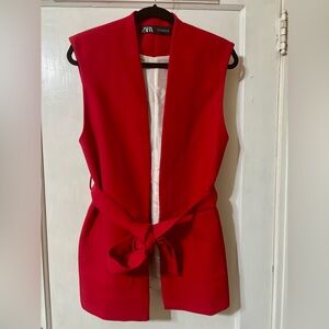Zara Vibrant Red Open Front Vest